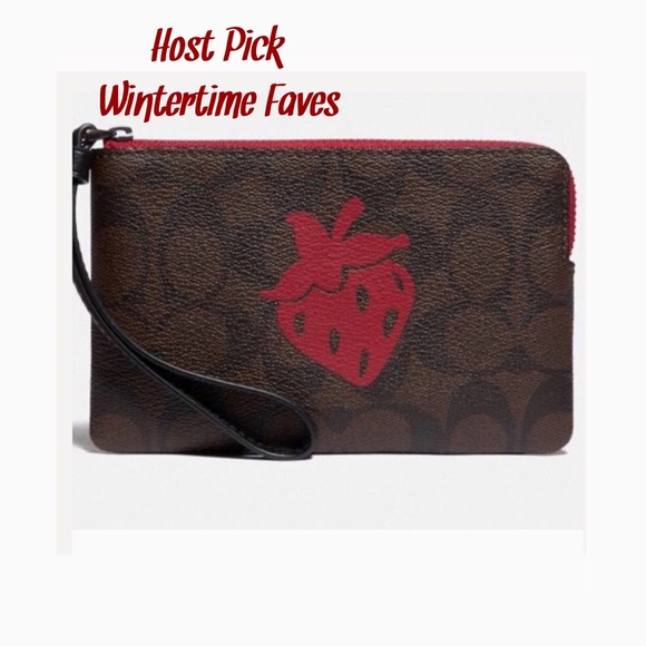 Coach Handbags - 🍓Coach Wristlet With Strawberry Motif🍓